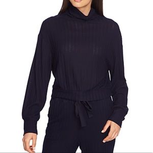 1. State Mock Neck Cozy Crop Navy Sweater